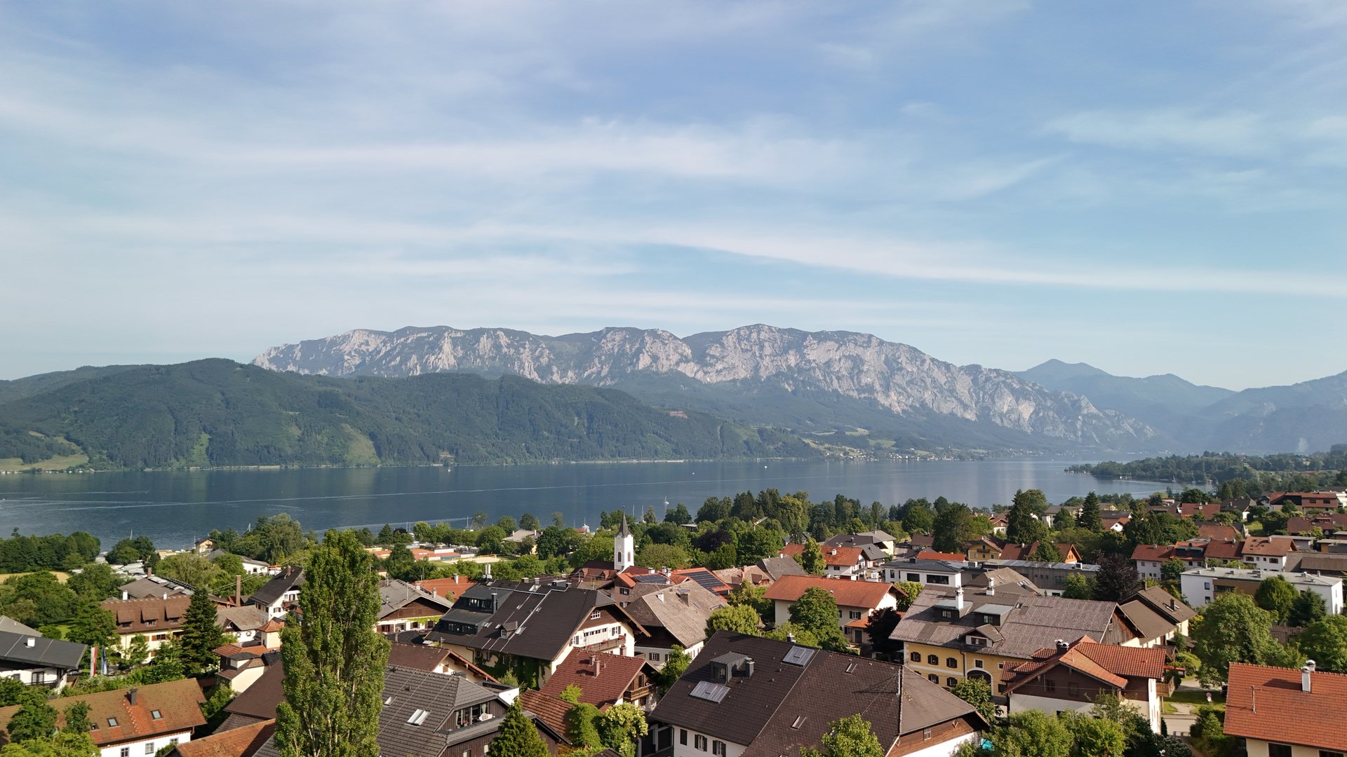 Drohnenaufnahme Lage Nußdorf am Attersee
